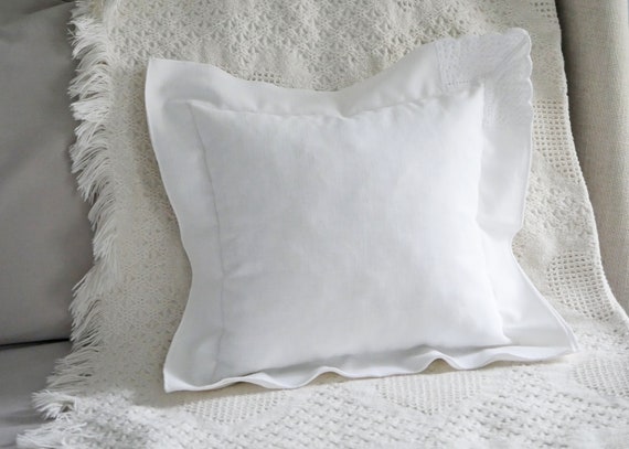 Handmade Vintage Linen Throw Pillow Romantic Embroidered Etsy