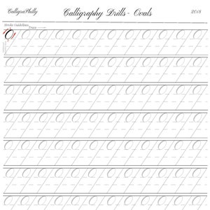 Livello principiante 1 - Foglio completo di esercizi ovali - Esercizi di pratica di calligrafia su lastra di rame - Download digitale PDF