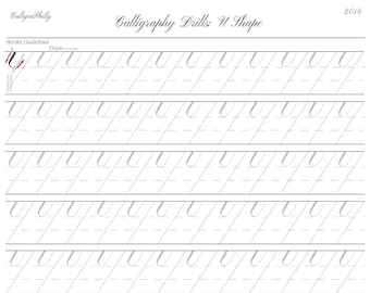 Exercices de calligraphie sur cuivre en forme de U (téléchargement numérique au format PDF)