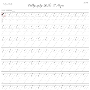 Anfänger Level 1 - Kupferplatte Kalligraphie Übungsbohrer - Vollständiges Blatt der U-Form Übung - Digitaler Download PDF