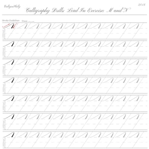 Anfänger Stufe 1- Komplettes Blatt der M und N Einführungsübungen - Kupferplatte Kalligraphie Übungsbohrer - Digitaler Download PDF
