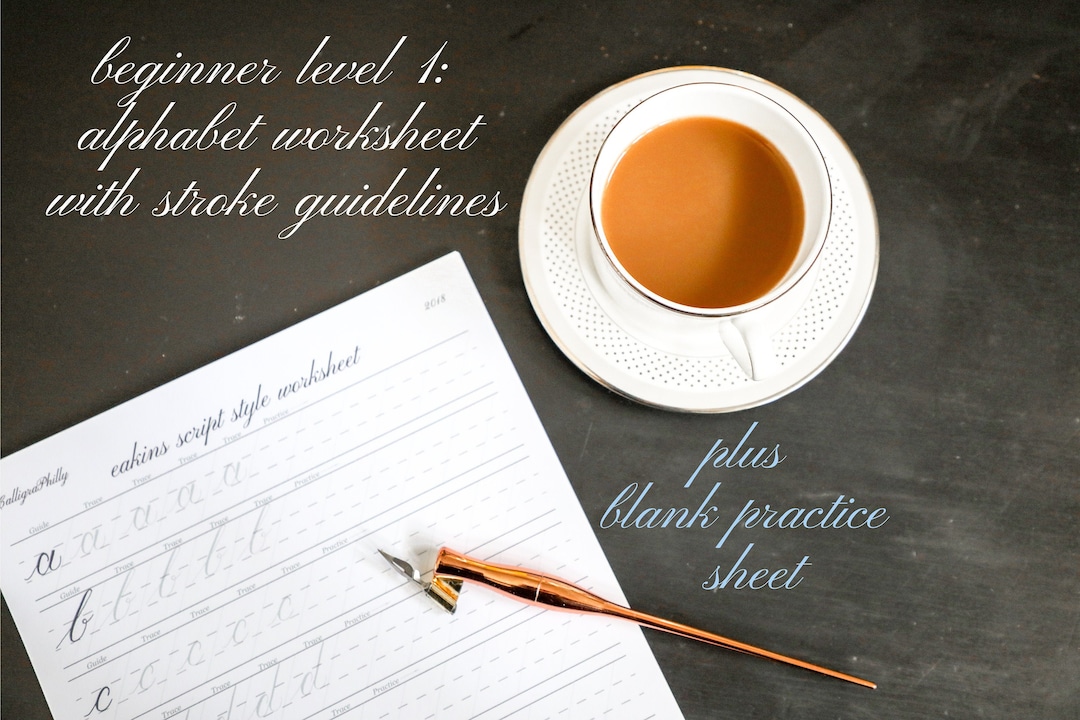 Copperplate Calligraphy Alphabet Worksheet: Beginner Level 1 (digital ...
