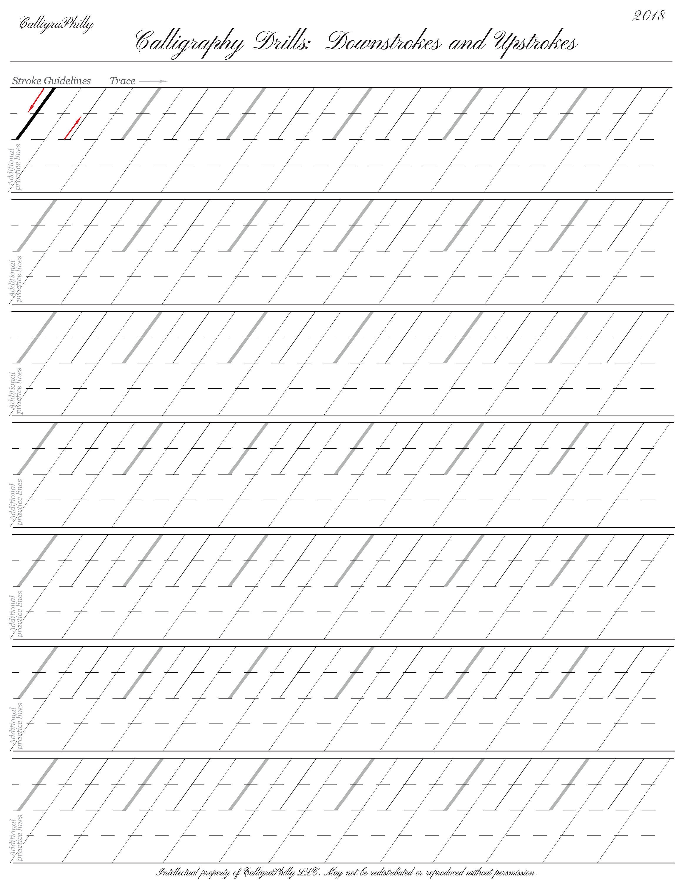 Copperplate Calligraphy Practice: Downstroke/upstroke Drills