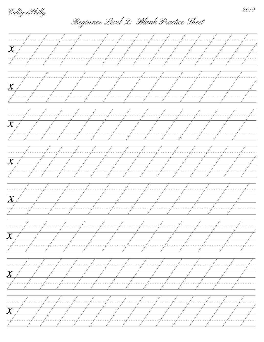 Copperplate Calligraphy Practice Sheet: Beginner Level 2 (printable PDF ...
