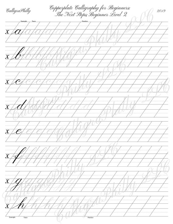 Beginner Level 2: Copperplate Lowercase Calligraphy Alphabet Worksheet With  Stroke Guidelines Classic Calligraphy Lesson Digital Download 