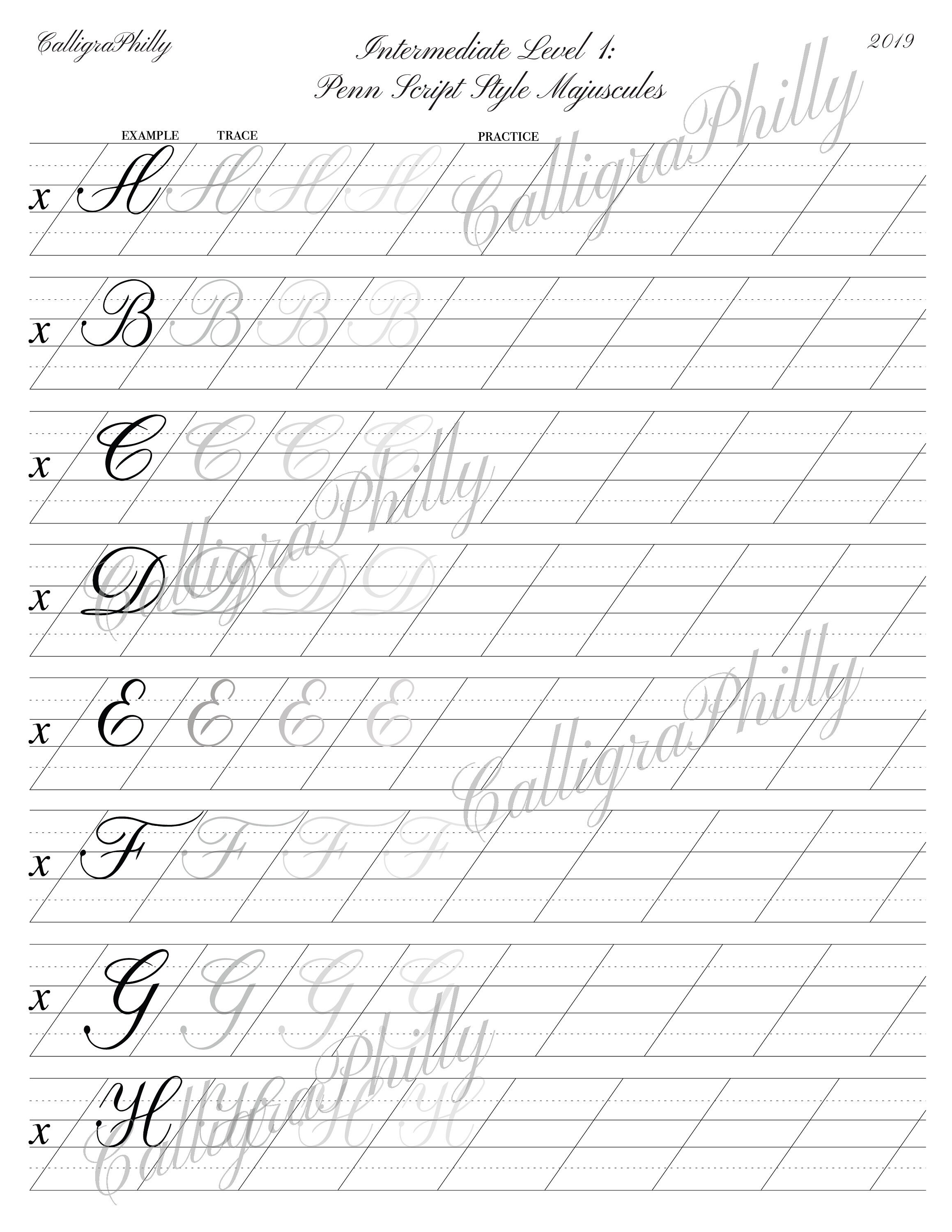 Beginner Level 2 Copperplate Calligraphy Blank Practice Sheet 