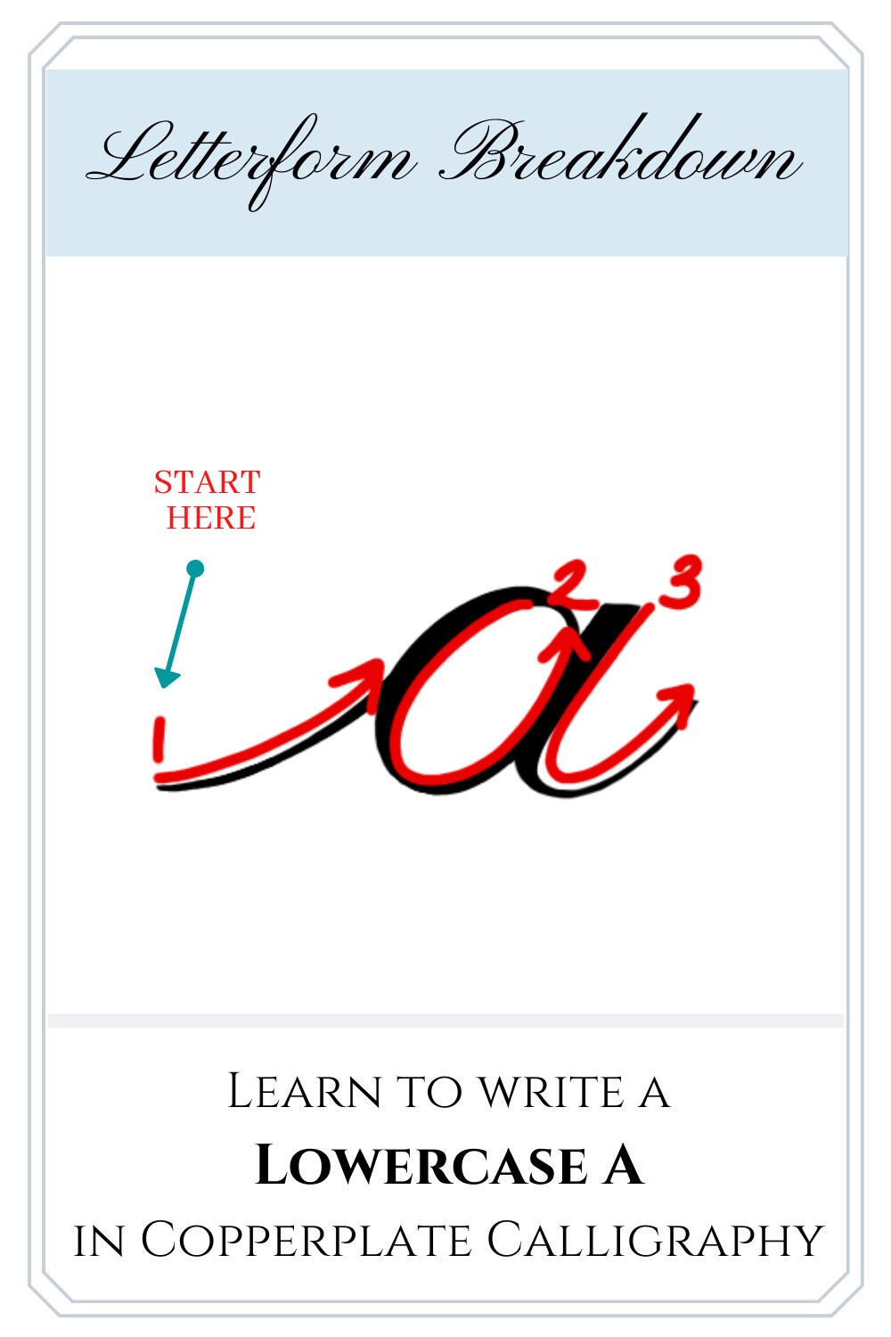 Copperplate Calligraphy Lowercase 'A' Practice Worksheet (digital ...