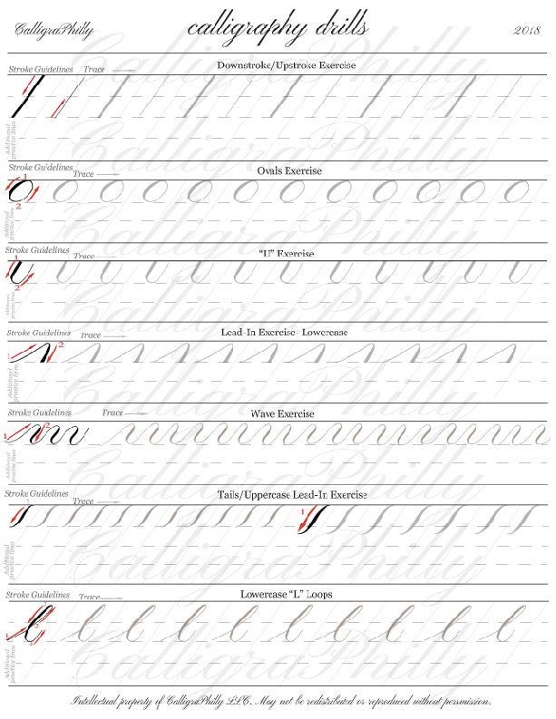 Copperplate Calligraphy Worksheet Set