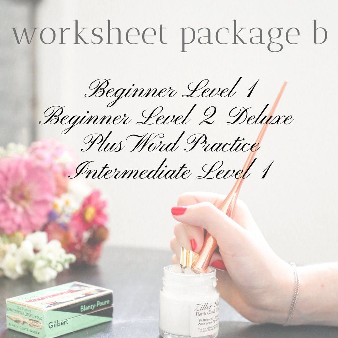 Copperplate Calligraphy Worksheet Package: Beginner to Intermediate ...