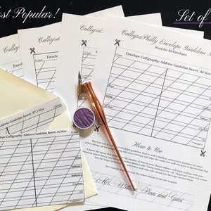 Set von 5 Beliebtesten! Druckbare Kalligraphie Umschlag Adressierung Anleitung- A1 Petite, A2 Petite, A7, A7.5 und A9