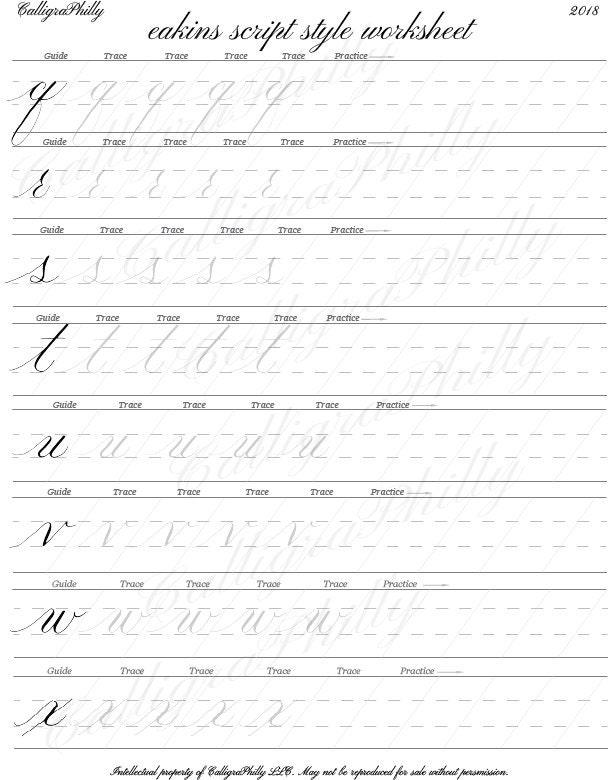 Copperplate Calligraphy Alphabet Worksheet: Beginner Level 1 (digital ...