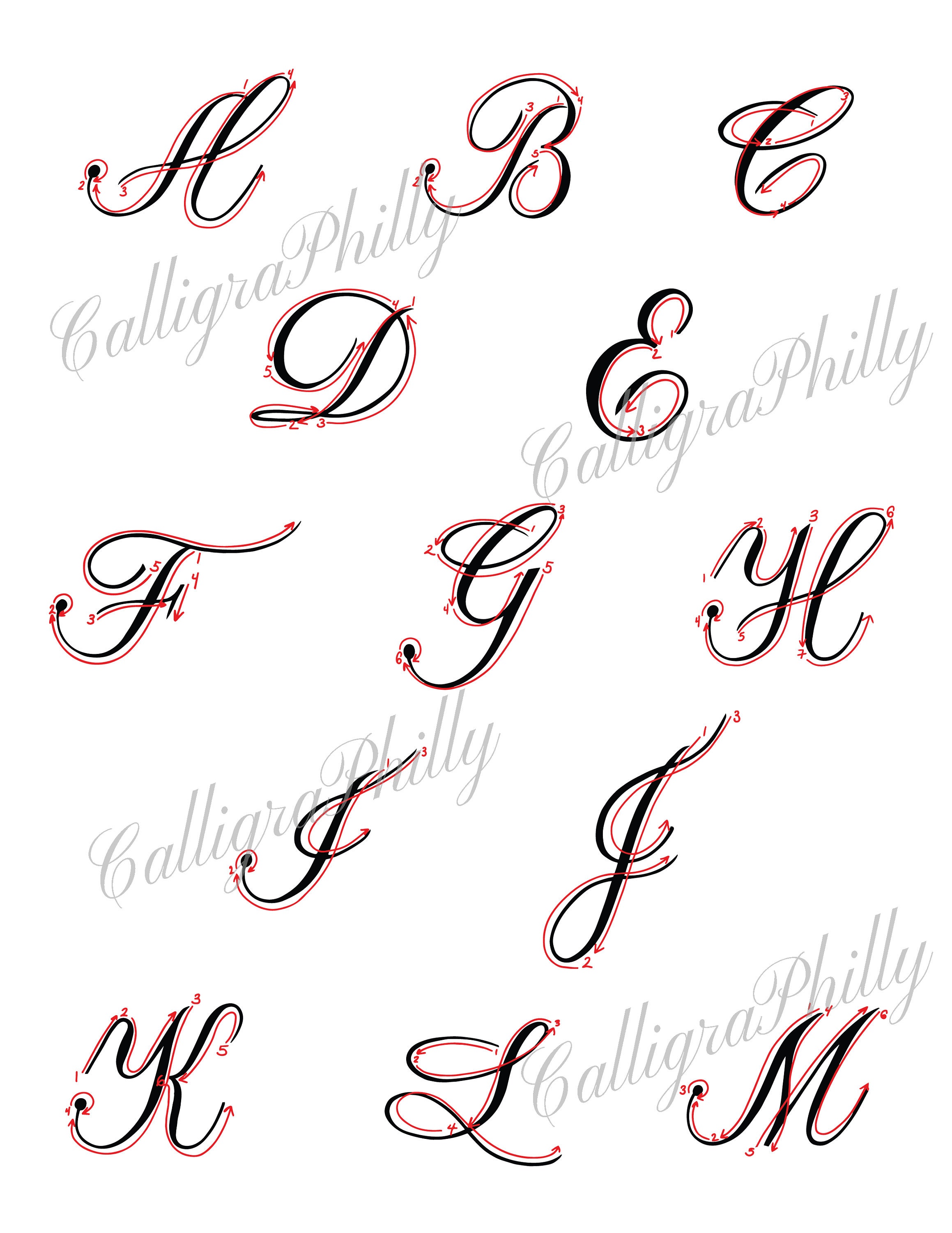Intermediate Level 1 Copperplate Uppercase Calligraphy Etsy
