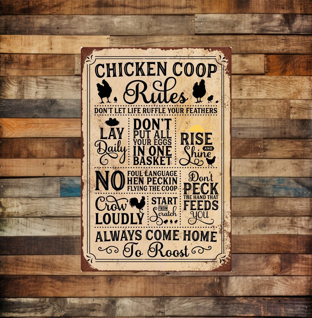 Chicken Coop Rules Sign Metal Chicken Coop Sign Etsy