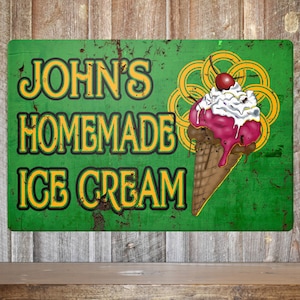 Retro Ice Cream Sign, Homemade Ice Cream Sign, Personalized Sign