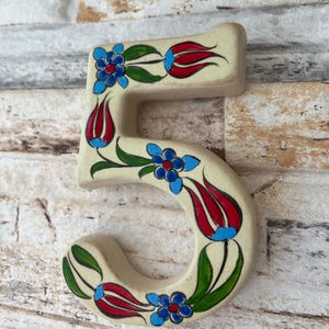 Azulejo de cerámica fosforescente con número de casa: diseño floral turco