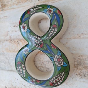 Exquisite Turkish Ceramic House Number | Hand-Painted Floral Design | Modern & Retro Address Sign