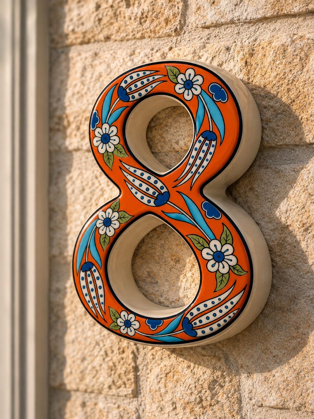 ART & DECORATION 号数4 Ceramic House Number, Personalized Address Plaque, Handmade