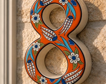 Ceramic House Number, Personalized Address Plaque, Handmade Turkish Tile, Mediterranean Door Number