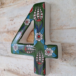 Exquisite Turkish Ceramic House Number | Hand-Painted Floral Design | Modern & Retro Address Sign