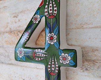 Exquisite Turkish Ceramic House Number | Hand-Painted Floral Design | Modern & Retro Address Sign