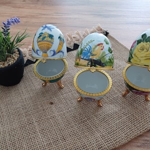 Vintage Porcelain Egg Jewelry Boxes, Easter Gift, Porcelain Egg Boxes, Valentines Day Gift, Travel Jewelry Boxes, Vintage Gift