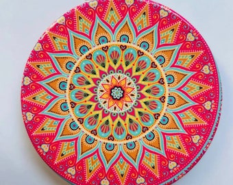 Turkish Artistry: Handmade Pocket Bag Makeup Mirror - Authentic Patterns, Double-Sided, 7 cm Round, Makeup Pocket, Hand Mirror