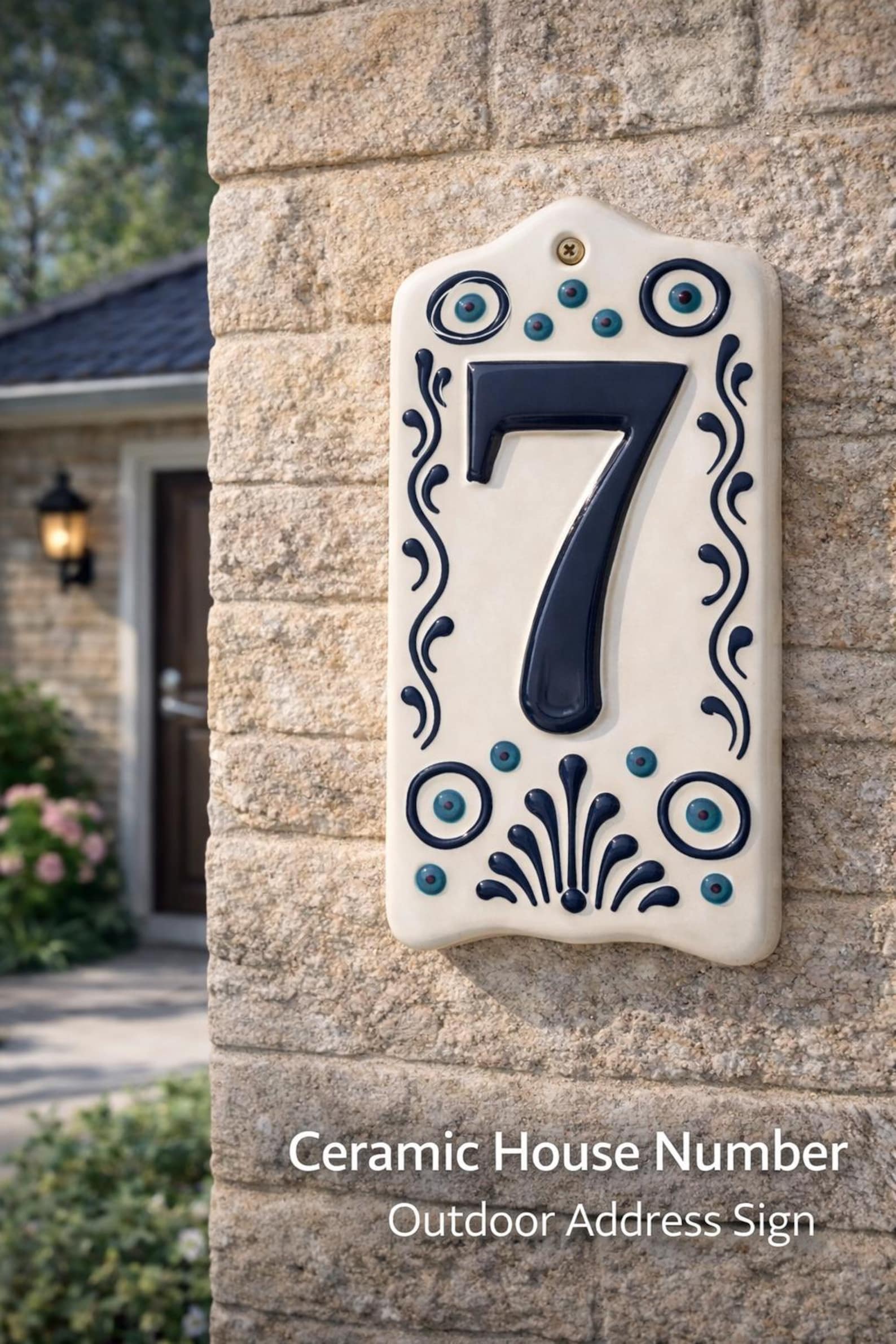 Home Number R Handmade Ceramic House Number Tile, Raised Script, Turkish Design - Etsy