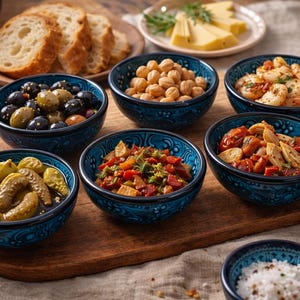 Turkish Ceramic Mezze Bowls Set of 6, Handmade Tapas Serving Dishes