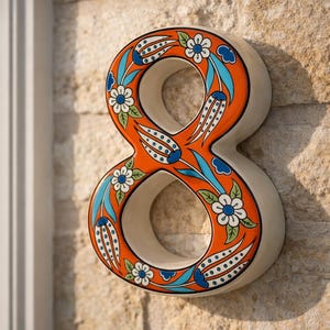 Ceramic House Numbers for Door – Handmade Turkish Ceramic Tile, No Drill