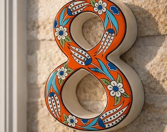 Ceramic House Numbers for Door – Handmade Turkish Ceramic Tile, No Drill
