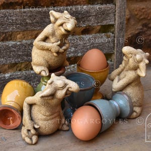 ZERO + FIRST + SECOND - 3 Tibo devils - gothic gargoyle - handmade cast stone sculpture - home decoration – collector's item