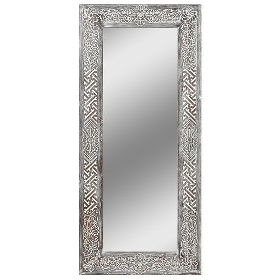 Bali Mirror Carving Flower Frame Indonesian Mirror Boho Etsy