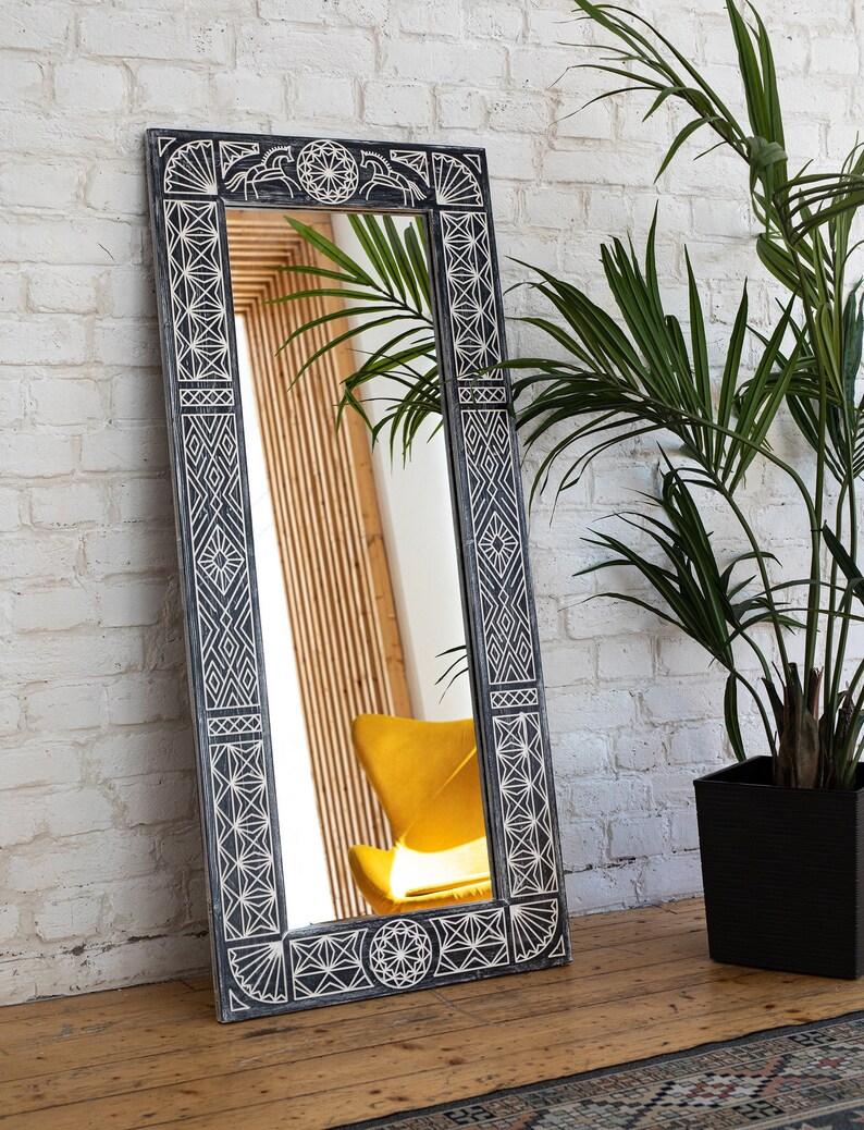 Ladoga Black Boho Wall Mirror Boho Hallway Mirror Boho Etsy UK