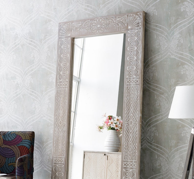 Oak Ladoga Room Tribal Mirror Boho Ethnic Floor Large Wooden Big Wood