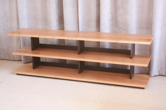 Low Bookshelf In Bleached Maple And Oxidized Walnut Etsy