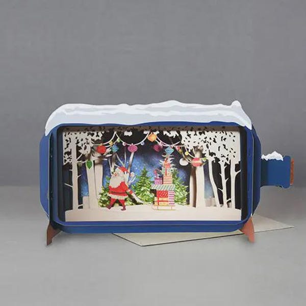 3D Santa in Forest Pop Up Card | Christmas Woodland Scene Greeting Card | Handmade Holiday Paper Theatre Gift
