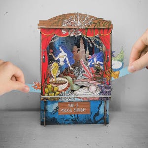 3D Pop Up Mermaid Birthday Card | Underwater Diorama Display | Magical Ocean Scene with Mermaids & Castle | Unique Handmade Birthday Card
