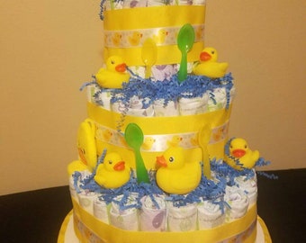 Rubber Ducky Three Tier Diaper Cake