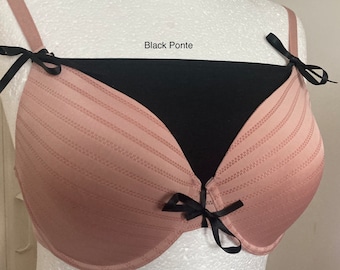 Plain Custom Modesty Panel for Low Cut Tops: Black  Bra Insert, Cleavage Cover