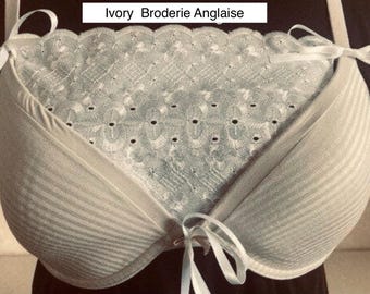 Plain Custom Modesty Panel: White Adjustable Cleavage Cover with Ribbon Ties