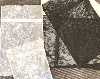 Lace Delicates Wash Bag, Zippered Lingerie Laundry Sack