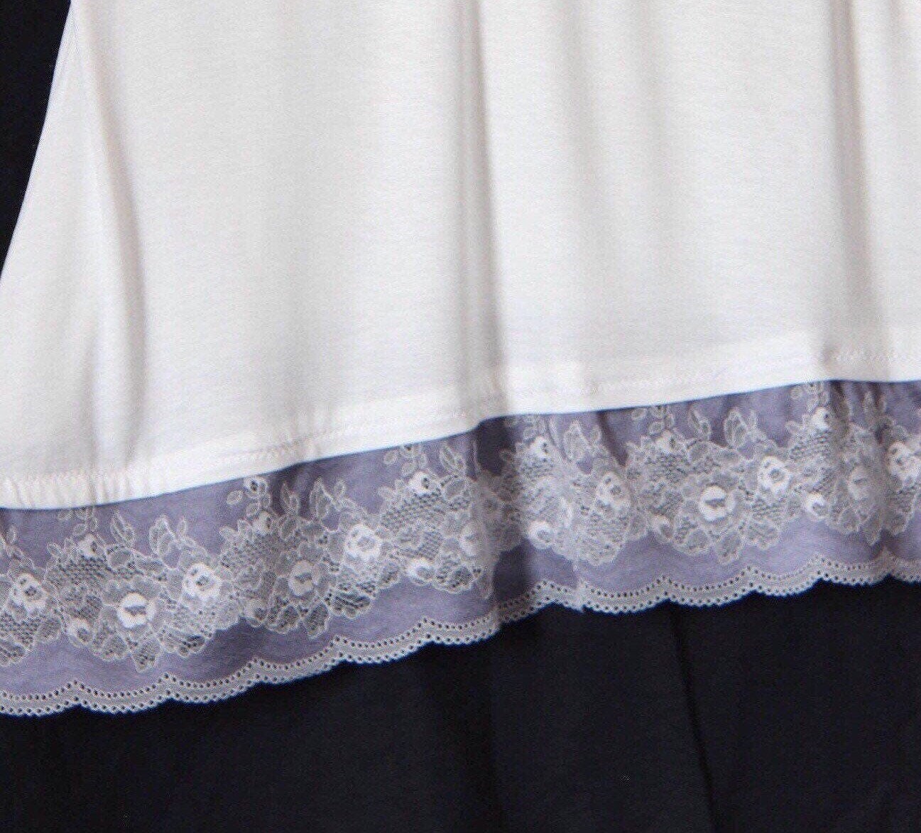 Image of Shirt Extender, Vest Top, Grey Lace / Uk , Cream Spaghetti Straps