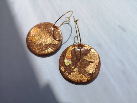 Gold Glitter Clay Earrings!