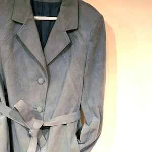 1970s Ultrasuede Trench Coat: Vintage Vegan Suede Wrap, Size 12