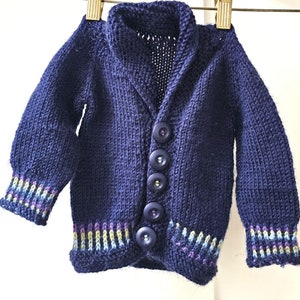 Hand Knit Vintage Blue Baby Cardigan: 90s Knit Sweater