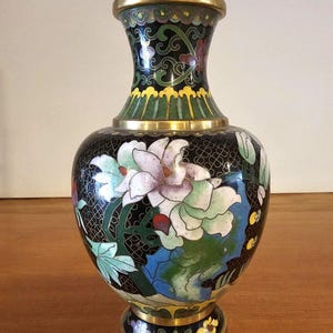Jarrón cloisonné chino vintage, jarrón de esmalte, jarrón antiguo colorido, jarrón chino de 7 pulgadas de altura, Cloisonné