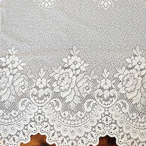 French Style White Lace Valance: Victorian Floral Cafe Curtain (208&#39;&#39; x 23&#39;&#39;)