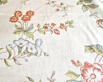 Vintage 70s Twin Floral Flat Sheet: Orange Green MCM BeddingLocated in Canada