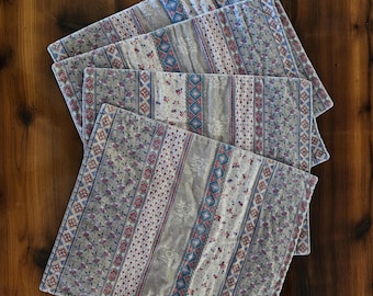Quilted Farmhouse Style Placemats - Set of 4 - Located in Canada