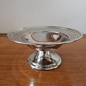 Bol sur pied en argent antique - bol en plaque argentée - plat à bonbons en argent perforé - plat à bague en argent - bol sur piédestal antique - bol pot-pourri